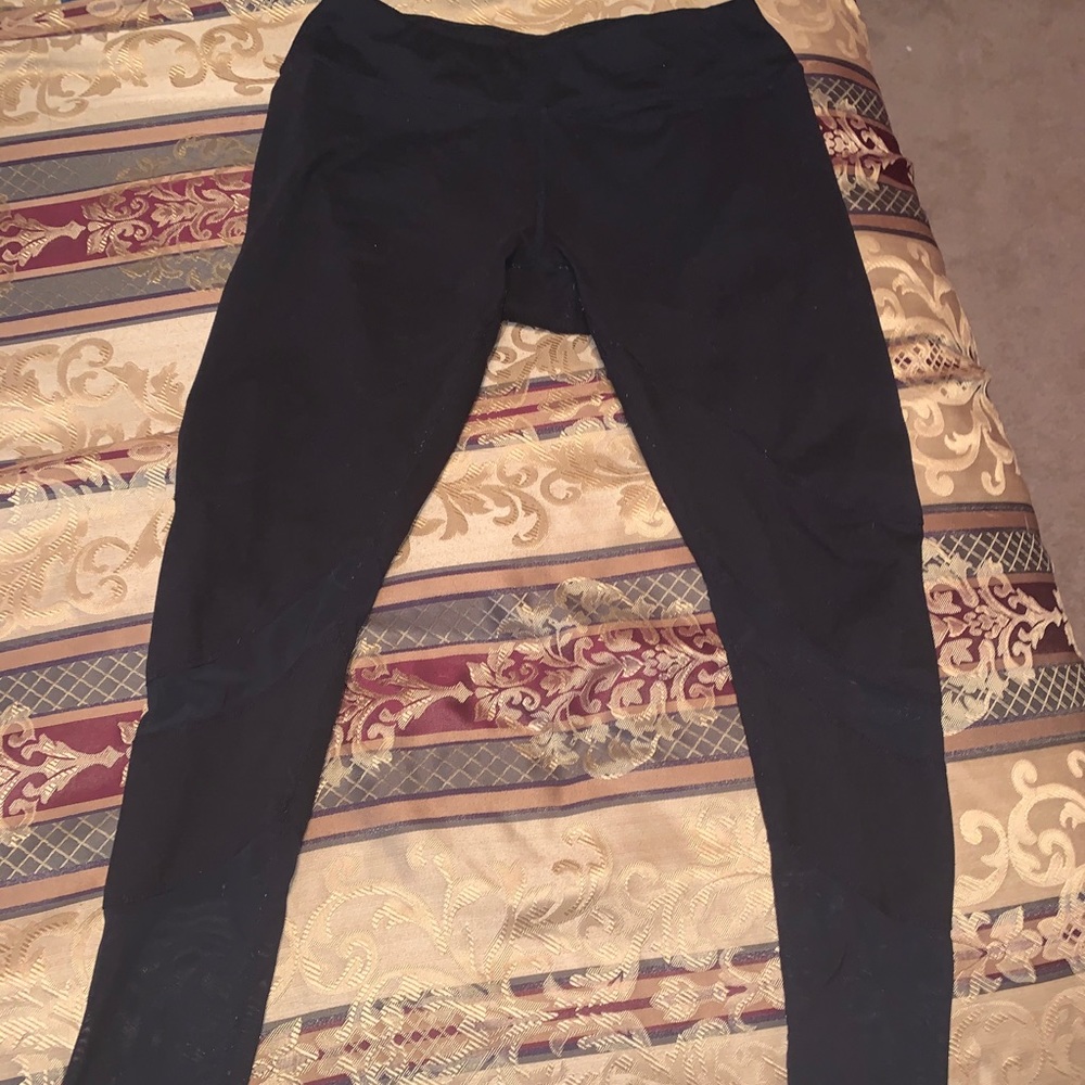 High Waisted Black Leggings w/ Lace